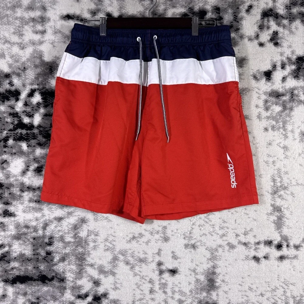 Speedo Swim Shorts‎ Mens Size Extra Large Red White Blue USA Pool Beach